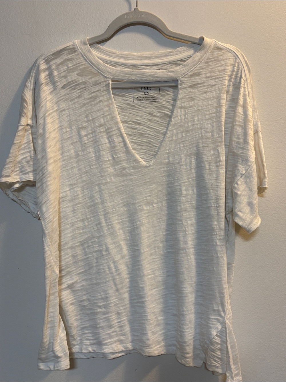 Free People white Slub V-Notch Tee